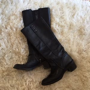 Black leather boots